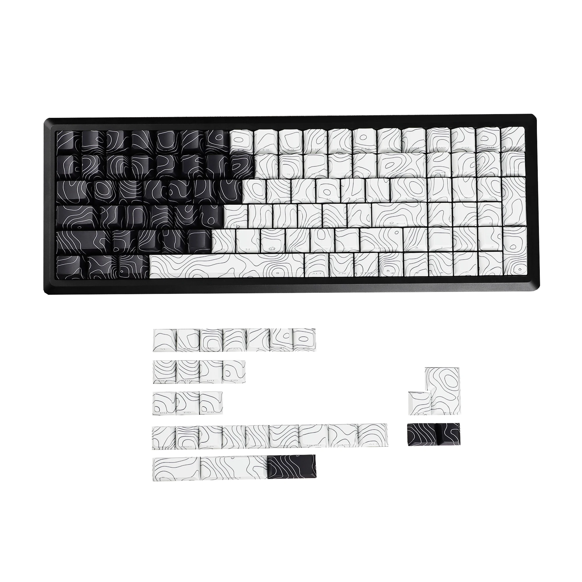 YMDK-Tecla de contorno de línea 130, perfil Cherry, PBT, Doubleshot, retroiluminada lateral, para teclado mecánico 104, 96, 87, 84, 68, 61, MX