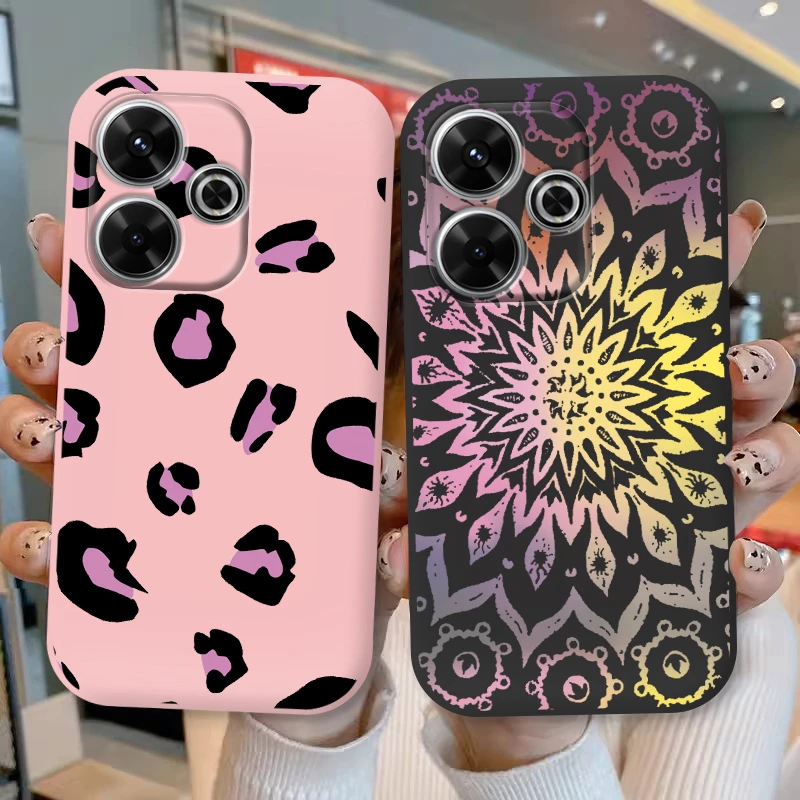 Para Redmi 13 4G funda de teléfono marrón estampado de leopardo suave silicona TPU cubierta colorida mármol Fundas para Xiaomi Redmi 13 Redmi13 Coque - imagen 2