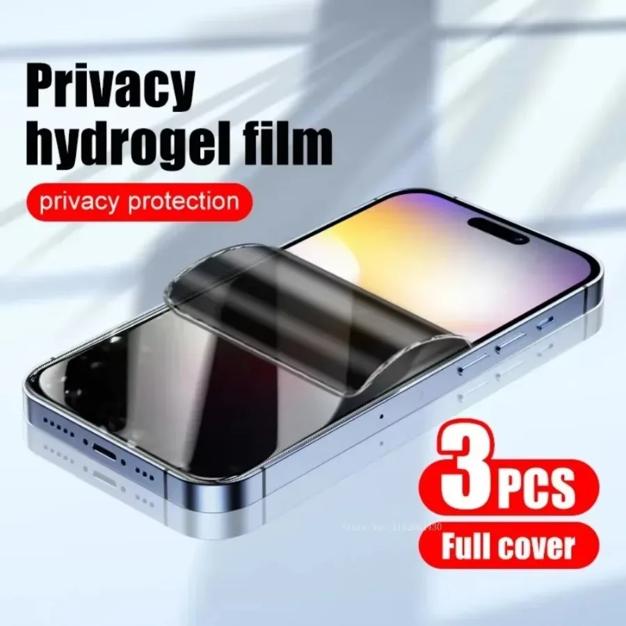 3 uds película de hidrogel de privacidad para IPhone 16 sin vidrio cubierta completa suave Protector de pantalla de teléfono 15 Plus 14 13 12 Mini 11 Pro Max - imagen 2