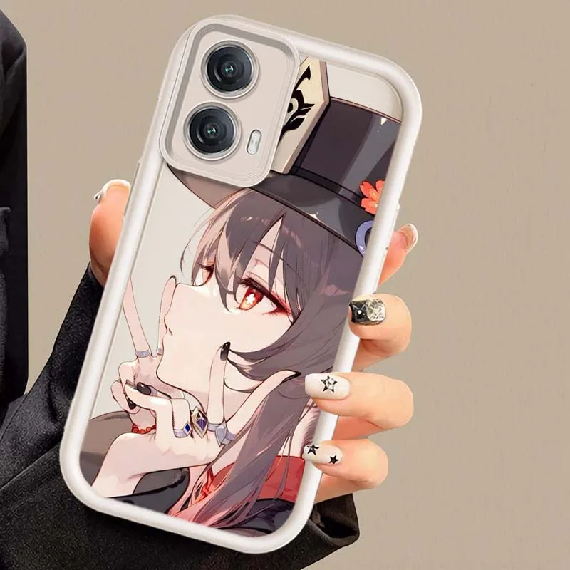 Hu Tao-funda de Chica de Anime para Motorola Edge 50 60 G30 G20 G10 G05 G04s E30 E32 E14 Stylus Fusion Pro, funda de teléfono con escalera ocular - imagen 5