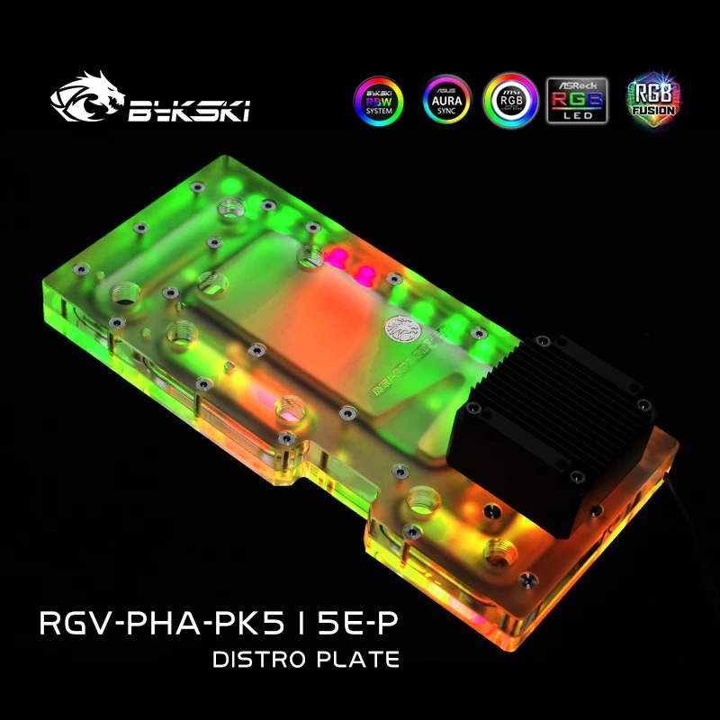 BYKSKI-Solución de canal de agua con placa acrílica, uso para carcasa PHANTEKS 515E para CPU y bloque GPU/luz RGB de 3 pines/respador Intead - imagen 5