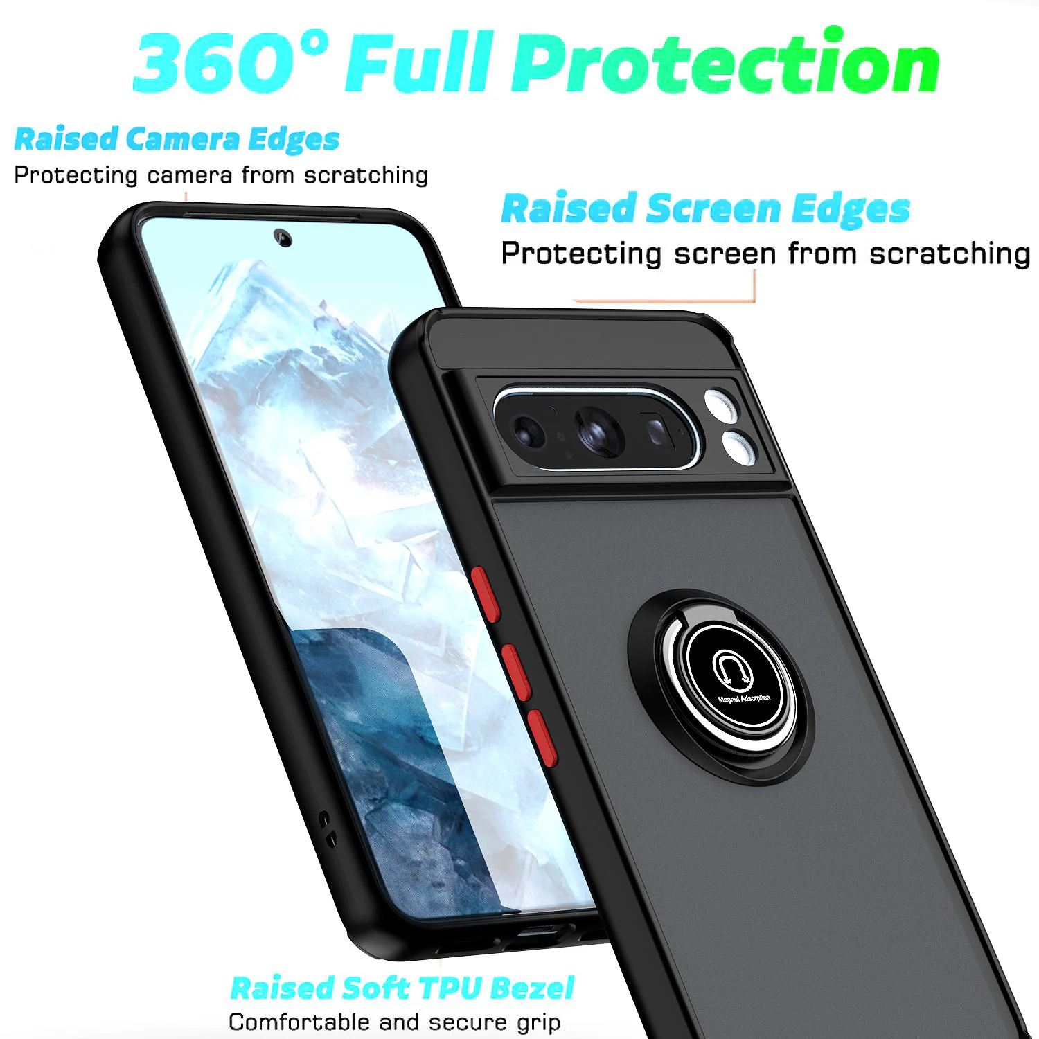 Funda protectora de cámara para Google Pixel 8 Pro, funda con anillo, soporte magnético a prueba de golpes para Google Pixel 8 Pro, Fundas - imagen 5
