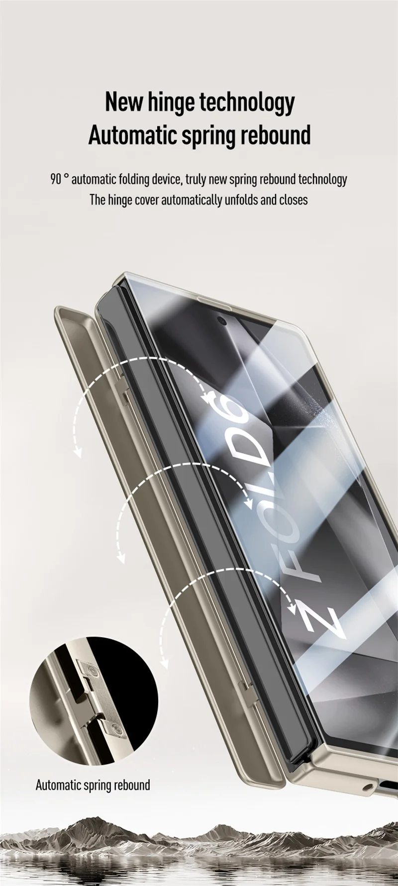 Funda de teléfono con soporte oculto para Samsung Galaxy Z Fold 6, Protector de pantalla antimirones, lente de Metal con bisagras, moda - imagen 5