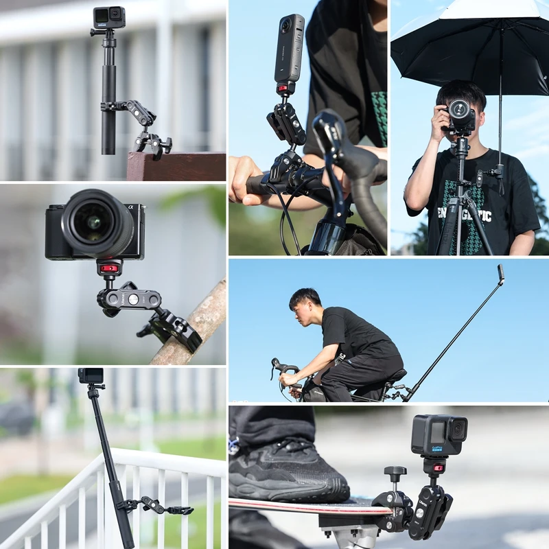 Super Abrazadera Ulanzi CO17 con 360 °   Adaptador Arri de brazo mágico con abrazaderas dobles de doble cabezal para luz LED de paraguas de cámara panorámica - imagen 3
