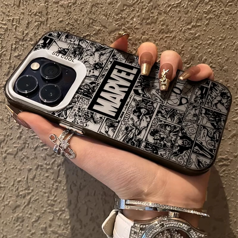 Funda de teléfono con logotipo de cómic de Marvel para iPhone 16e 16 15 14 13 12 11 Pro Max XS Max XR 7 8 Plus, funda chapada de silicona a prueba de golpes - imagen 4