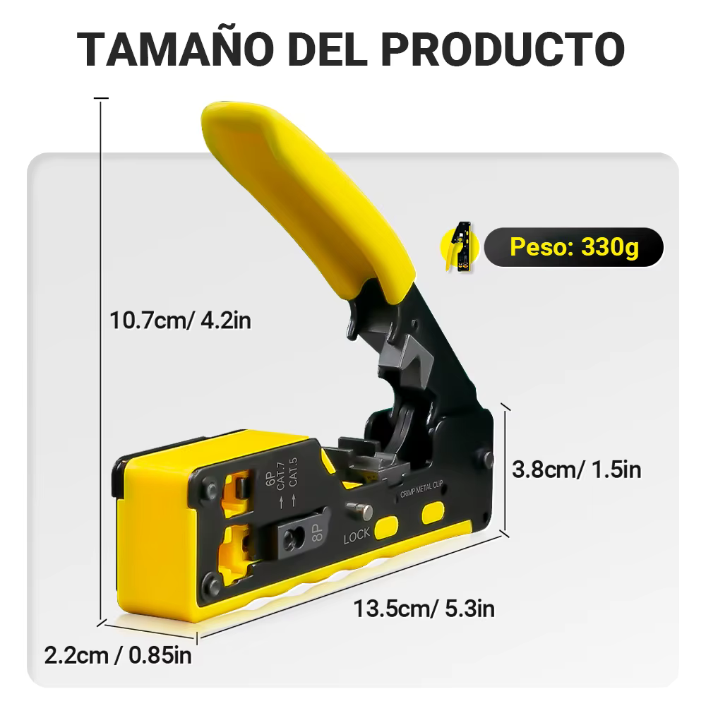 Crimpadora AMPCOM RJ45 RJ11 Ethernet Cat7/6A/5 con Pelacables - imagen 3