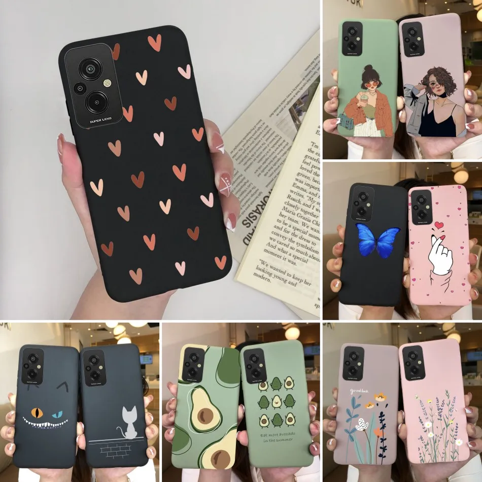 Funda de teléfono para xiaomi Redmi 11 Prime 4G, carcasa trasera y gato mate de silicona con forma de corazón, a prueba de golpes, 11 Prime