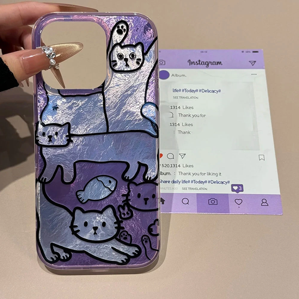 Funda de teléfono con diseño de vórtice degradado de gato con estampado rosa para iPhone 17 16 15 14 13 12 Pro Max 7 8 Plus 11 16e X XS XR SE - imagen 2
