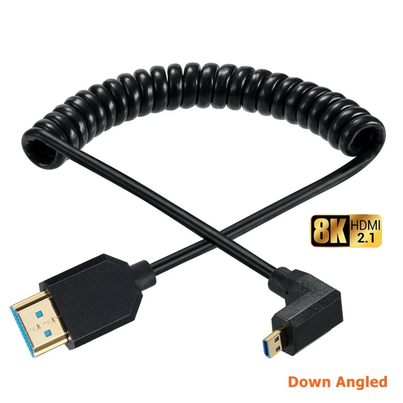 Cable adaptador 3D 8K 4k Spring Micro HDMI, convertidor de código HDMI chapado en oro para PC, LCD, XBox, tableta, Monitor de proyector - imagen 5