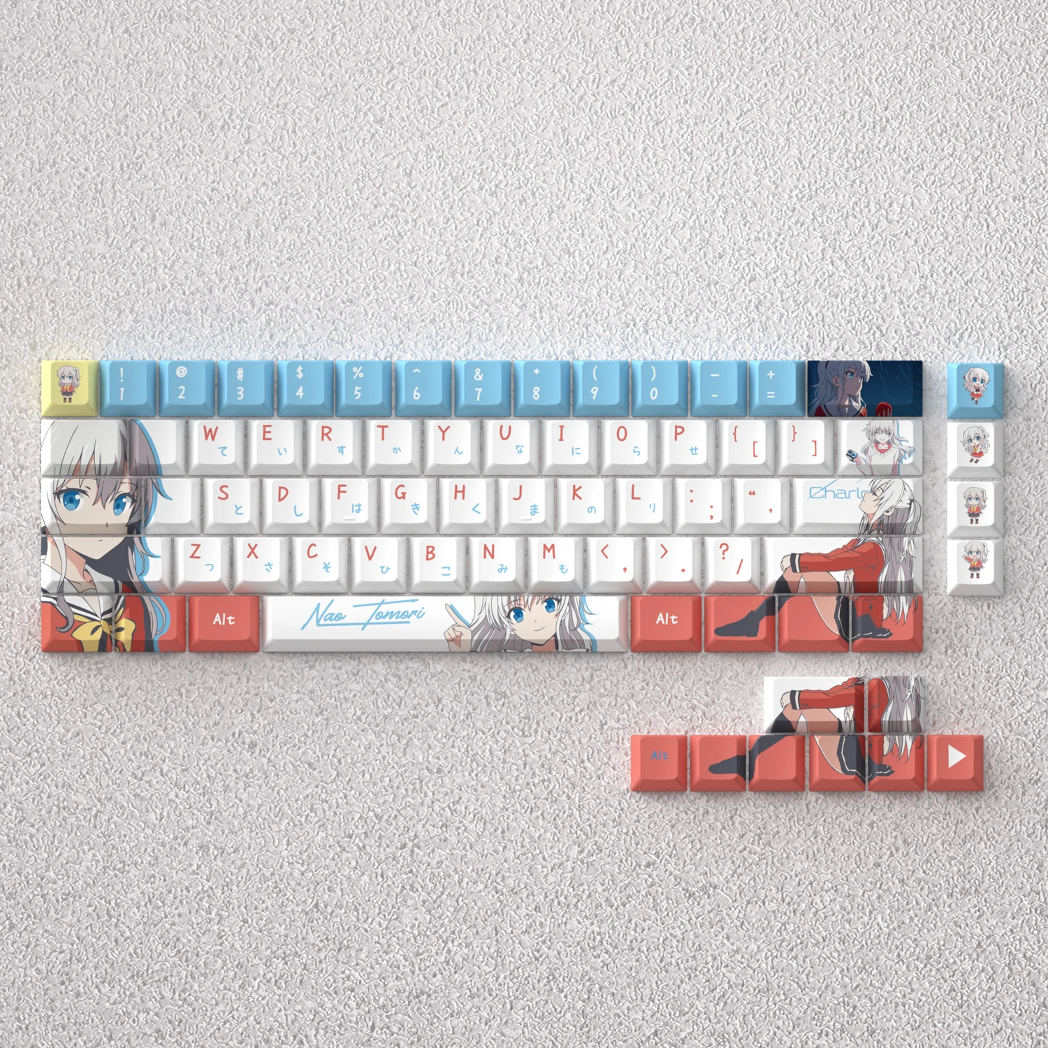 Teclas temáticas de Tomori Nao de 73 teclas, tapa de tecla de Anime, perfil de cereza PBT, teclas personalizadas para teclado mecánico Wooting60 65 68 - imagen 2