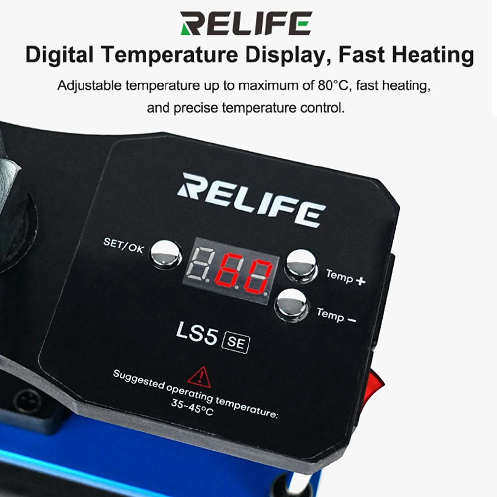 RELIFE LS5 SE Mesa de presión de calor dual para reparación de teléfonos móviles cubierta trasera marco de calefacción/herramienta de refuerzo de presión de calor de pantalla - imagen 3