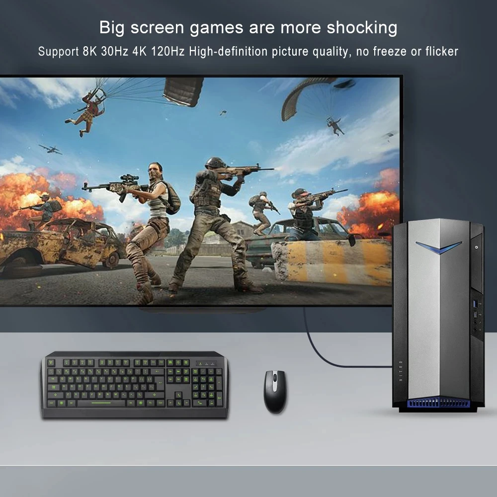 Cable convertidor compatible con DP a HDMI 8K @ 30Hz 4K @ 120Hz puerto de pantalla 1,4 a HDMI 2,1 HD Cable para ordenador TV proyector RTX3080 - imagen 4