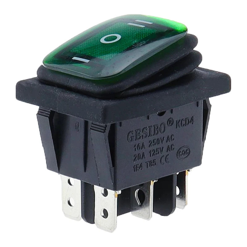 KCD4-203-interruptor basculante resistente al agua, dispositivo de 16a 250VAC, 30x22, 6 pines, DPDT, encendido y apagado, 12V, 220V, luz LED verde y roja - imagen 5