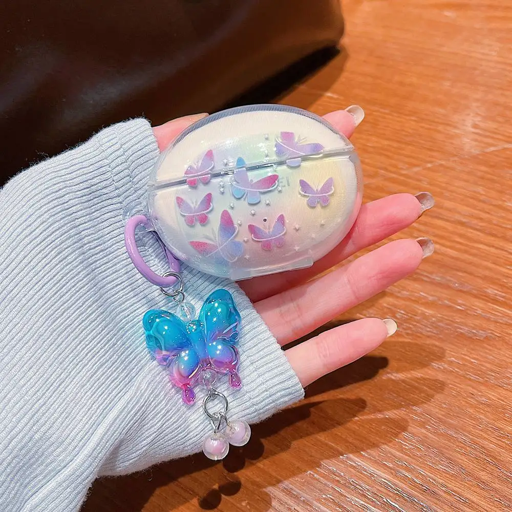 Funda de lujo con forma de mariposa y estrella de dibujos animados para Huawei FreeBuds 6i, accesorios para auriculares, funda protectora de silicona suave con llavero