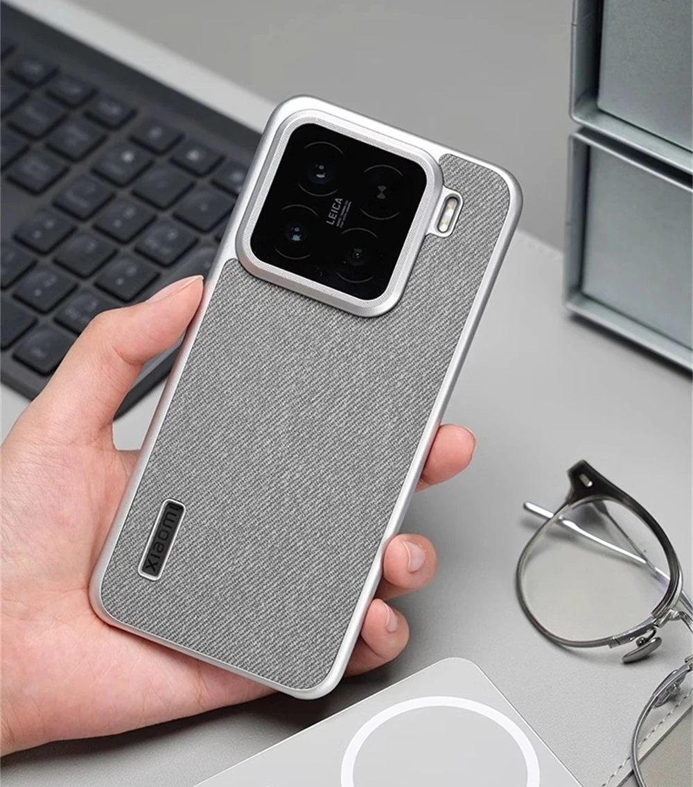 Funda rígida de PC mate de tela de lona ultrafina para Xiaomi Mi 15 Pro Mi 14, cubierta de teléfono hueca con logotipo de carga inalámbrica Ultra magnética - imagen 3