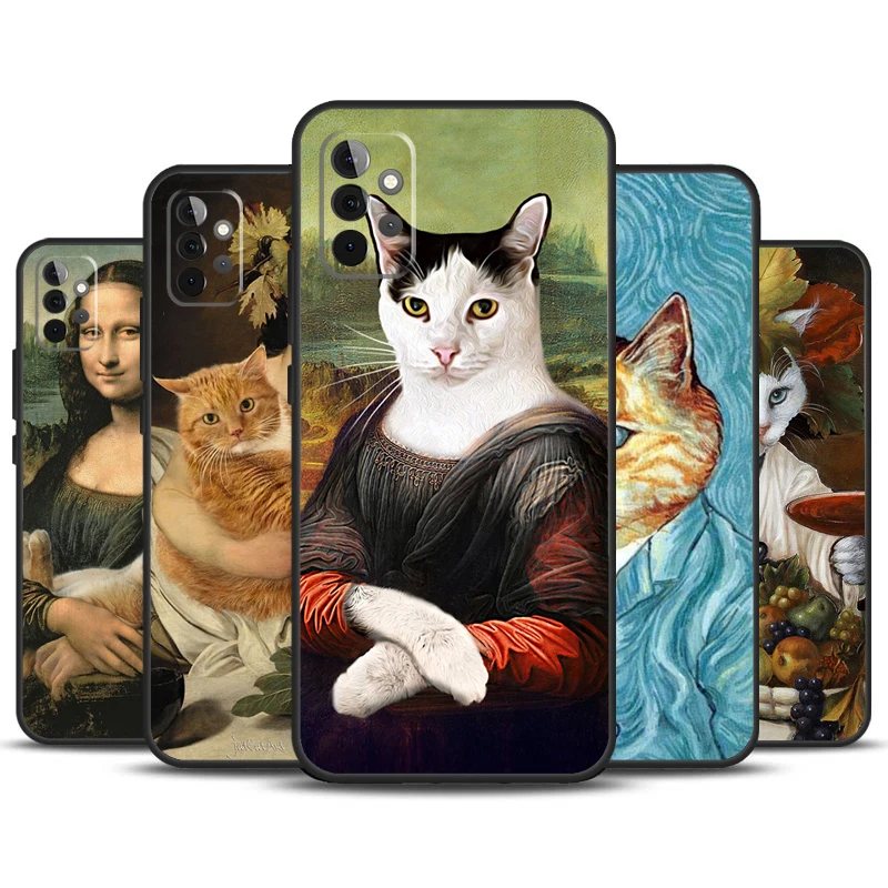 Funda de estética de Arte de gato divertido para Samsung Galaxy, A54, A34, A24, A14, A51, A71, A12, A32, A52, A72, A13, A33, A53, A25, A15