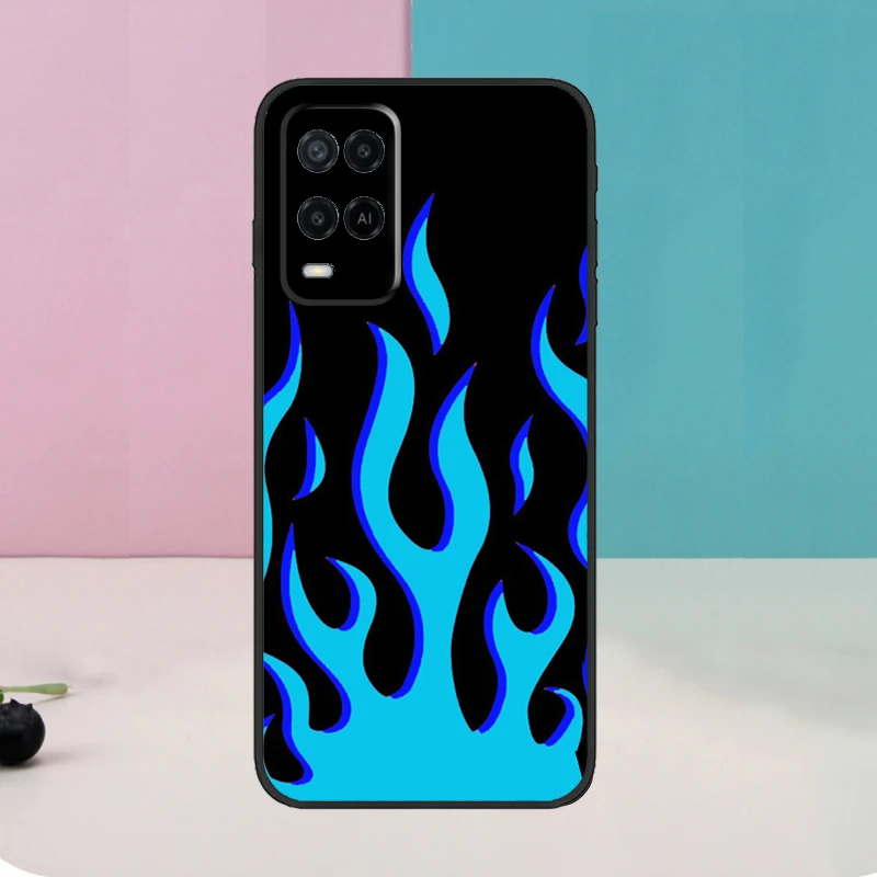 Funda Flame Estética Azul Claro Rosa fuego para Oppo A5 Pro A6 A15 A16 A76 A96 A17 A57 A98 A58 A78 A18 A38 A54 A74 A94 A40 A60 A80 - imagen 2