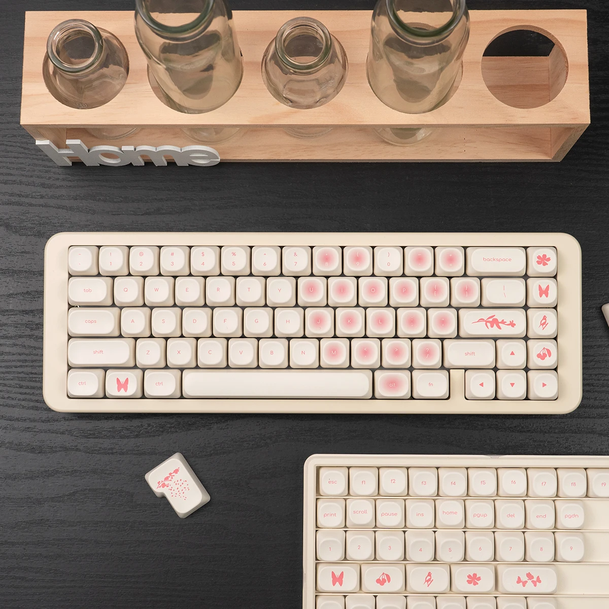 Teclas PBT de perfil MOA rosa de 123 teclas, subteclas de tinte aduanero para teclado mecánico para juegos Cherry MX Switch 61/87/104