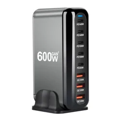 Cargador GaN USB-C 600 W Multipuerto para iPhone, iPad y MacBook
