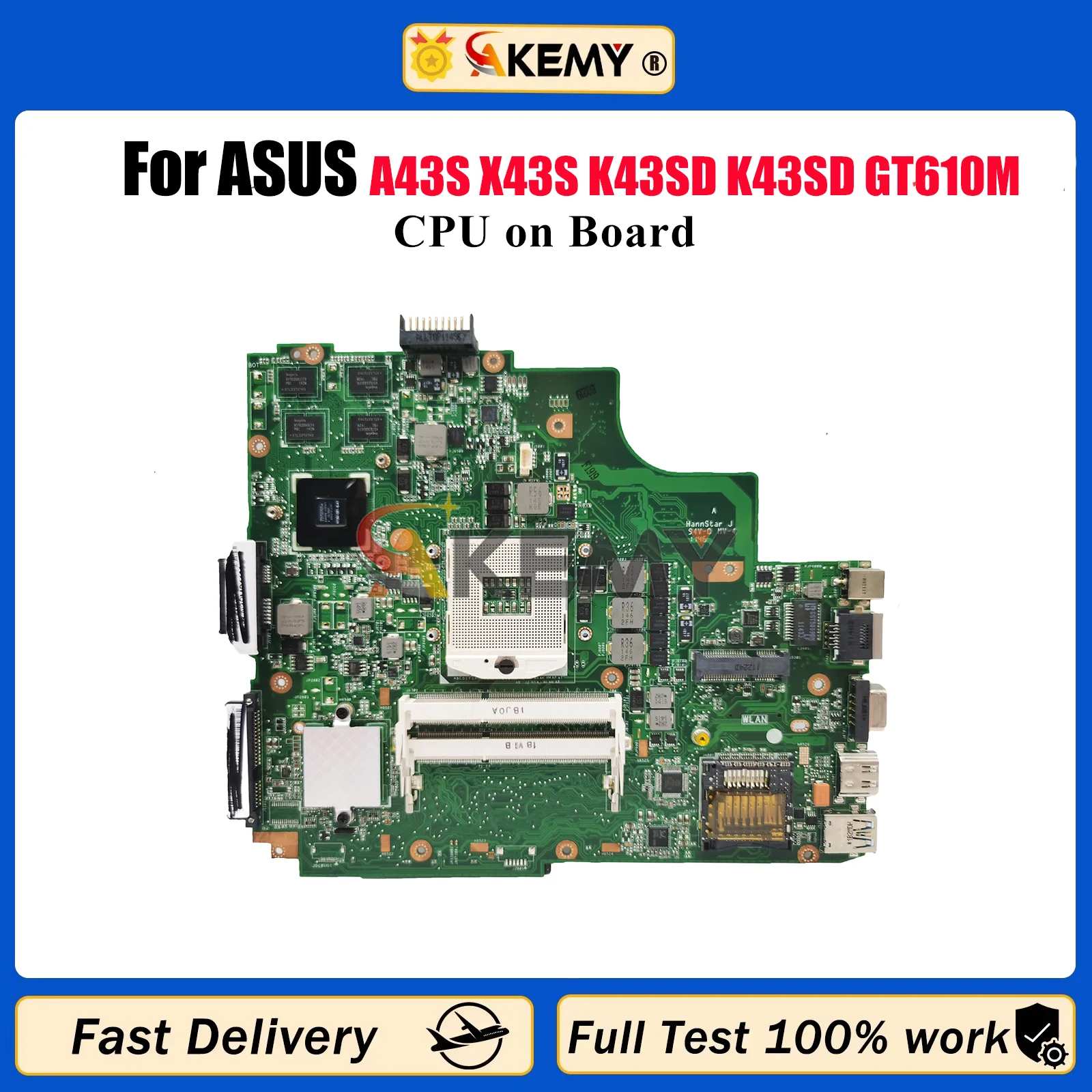 Placa base para ordenador portátil K43SD para ASUS K43S A43S X43S K43SJ K43SV K43SD K43SM placa base para portátil con pruebas de CPU OK envío rápido stk