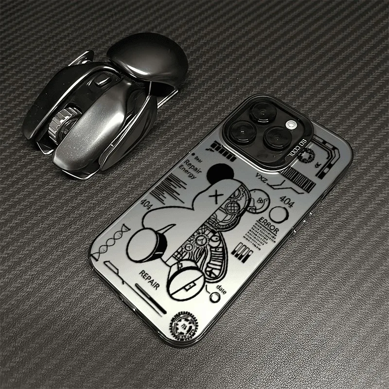 Funda de oso de moda de línea negra para Samsung Galaxy S25 S24 S23 S22 S21 S20 Note20 Ultra Plus FE M31 4G 5G cubierta trasera a prueba de golpes - imagen 2