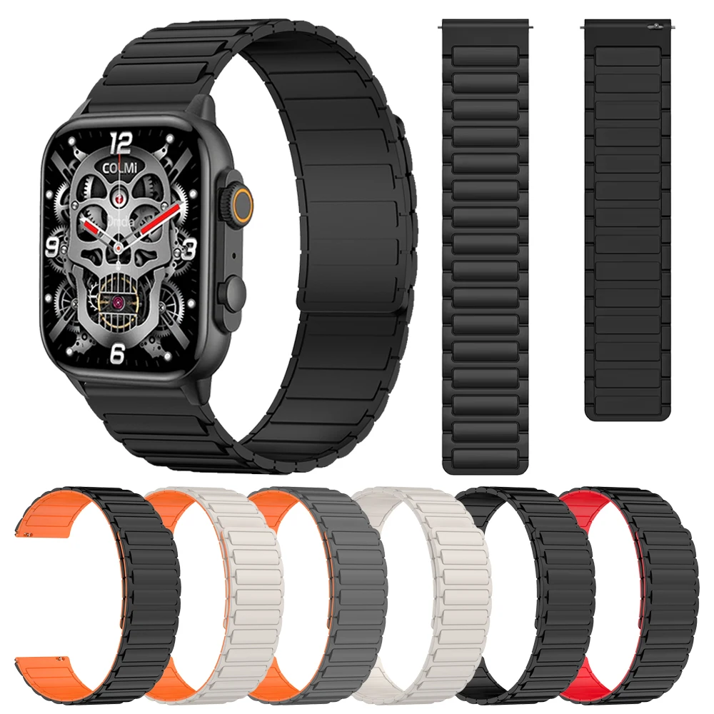 Correa deportiva de silicona de 22mm para COLMI P82 P81 P71 V76 V73 V68 banda suave magnética para COLMI C63 P68 C81 M42 I30 reemplazar pulsera