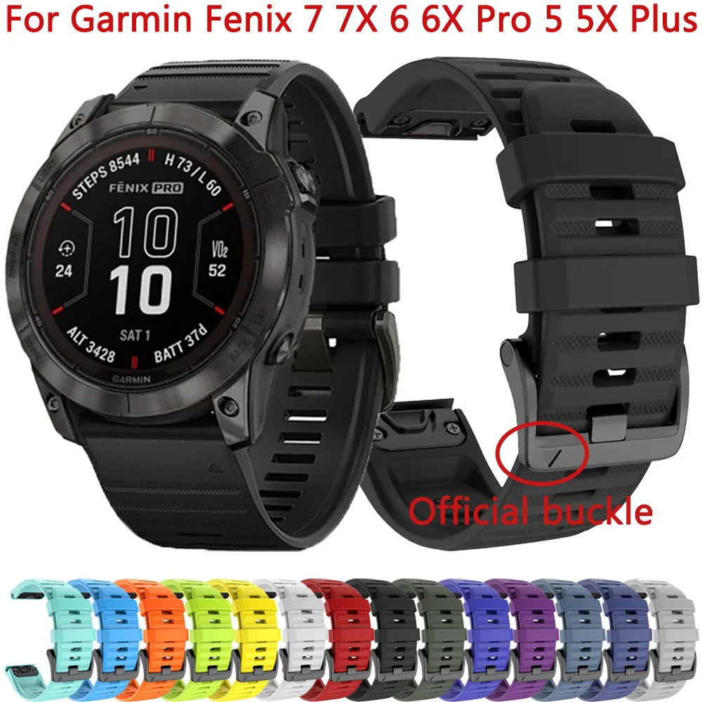 Quickfit-Correa de silicona para reloj, pulsera de 26mm y 22mm para Garmin Fenix 7, 7X, 6, 6X Pro, 5X, 5 Plus, 3, 955, Epix Gen 2