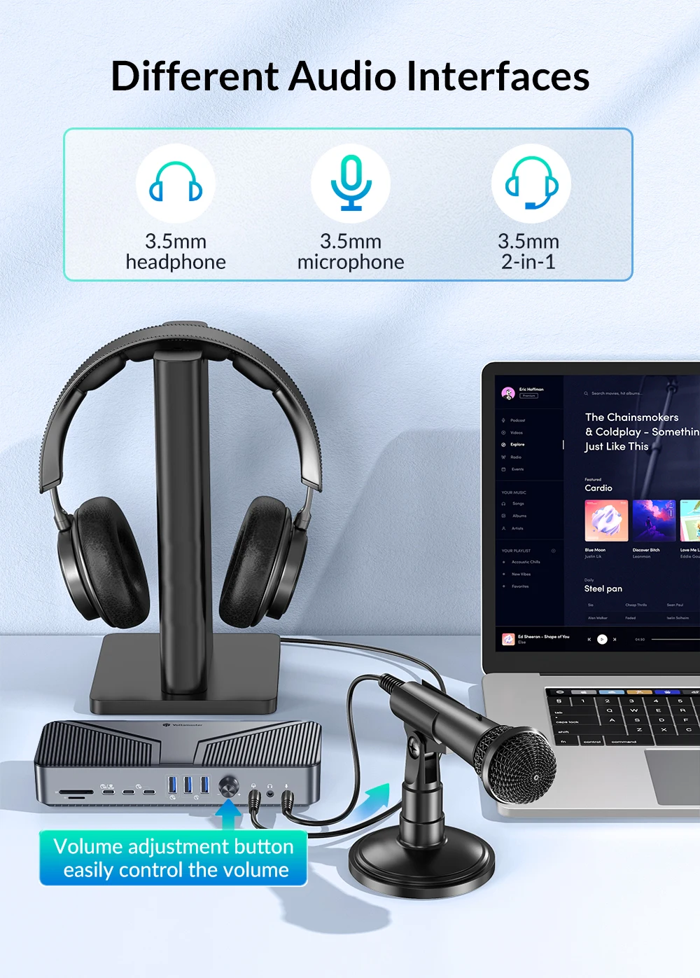 Yottamaster 22 en 1 Estación de acoplamiento 8K @ 30H HDMI VGA PD Ethernet RJ45 USB C 10Gbps Hub Adaptador multipuerto Compatible para computadoras portátiles - imagen 4