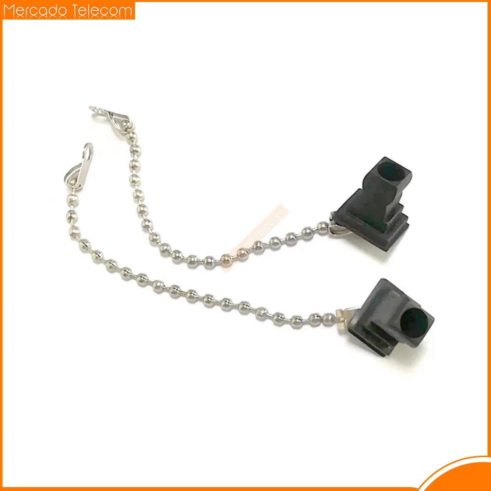 Tapa antipolvo SC para adaptador de conector de fibra óptica, cubierta protectora de brida de acoplador con cadena de metal