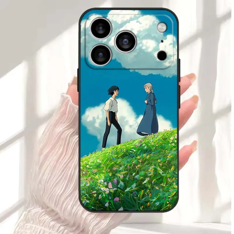 Funda de Anime Castillo de corte para Apple iPhone 17 Air 16e 16 15 14 13 XS X Mini Plus Pro Max funda de teléfono negra - imagen 4