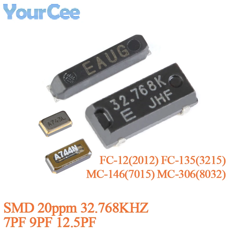 5 uds SMD 32.768KHZ oscilador de cristal pasivo 12.5PF 7PF 9PF FC-12(2012) FC-135(3215) MC-146(7015) MC-306(8032)