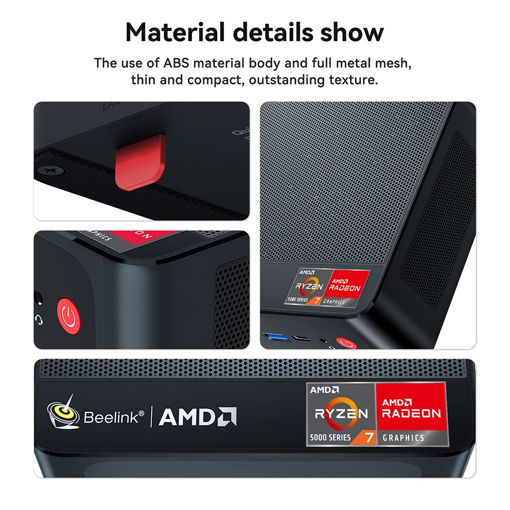 Beelink-Mini PC SER5 Pro con Windows 11 Pro, AMD Ryzen 7, 5800H, DDR4, 32GB de RAM, 500GB, SSD, 16GB, WiFi6, BT5.2, 4K, HD - imagen 4
