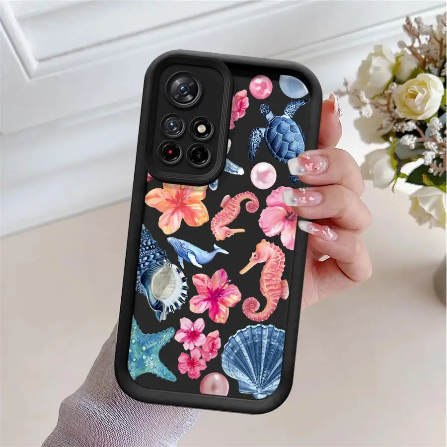 Funda para Xiaomi Redmi Note 11S 9 9s 10 11 12 13 14 Pro Plus 14 12S 13 10S TPU suave dibujos animados impreso patrón de estrella de mar - imagen 3
