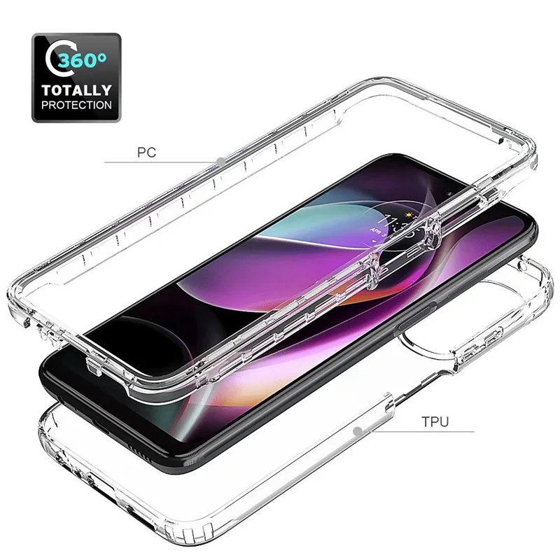 Funda transparente HD para Motorola Moto G 2022 5G, funda trasera de silicona para teléfono, PC, parachoques, totalmente dura, híbrida, a prueba de golpes - imagen 4