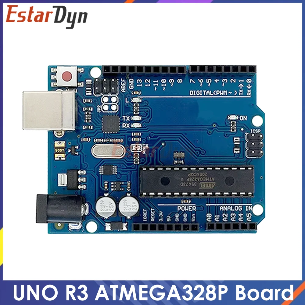 Placa de desarrollo Arduino UNO R3 ATmega328P con cable USB para proyectos de kit inicial y aprendizaje de bricolaje