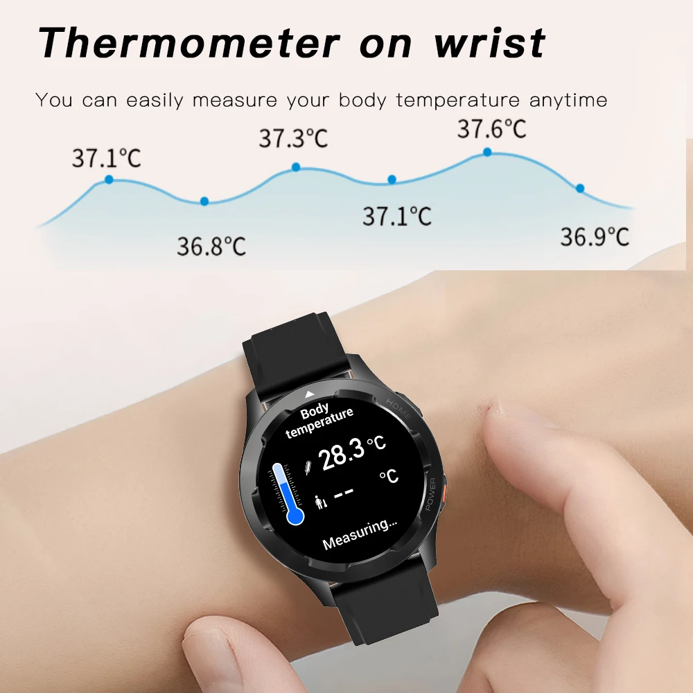 Reloj inteligente para hombre, llamada de diente azul, asistente de voz NFC, reproducción de música, temperatura, frecuencia cardíaca, prueba de oxígeno en sangre, reloj inteligente deportivo - imagen 3