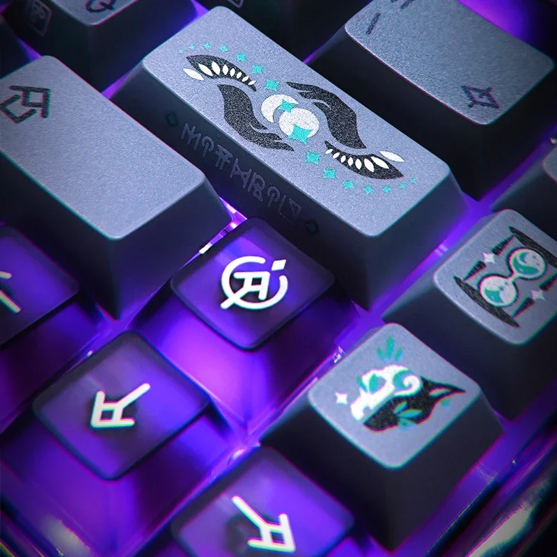 Teclas plateadas secretas Frontier originales Pbt 176 teclas personalizadas para teclado mecánico Cherry Wooting ROG, accesorios para Pc - imagen 4