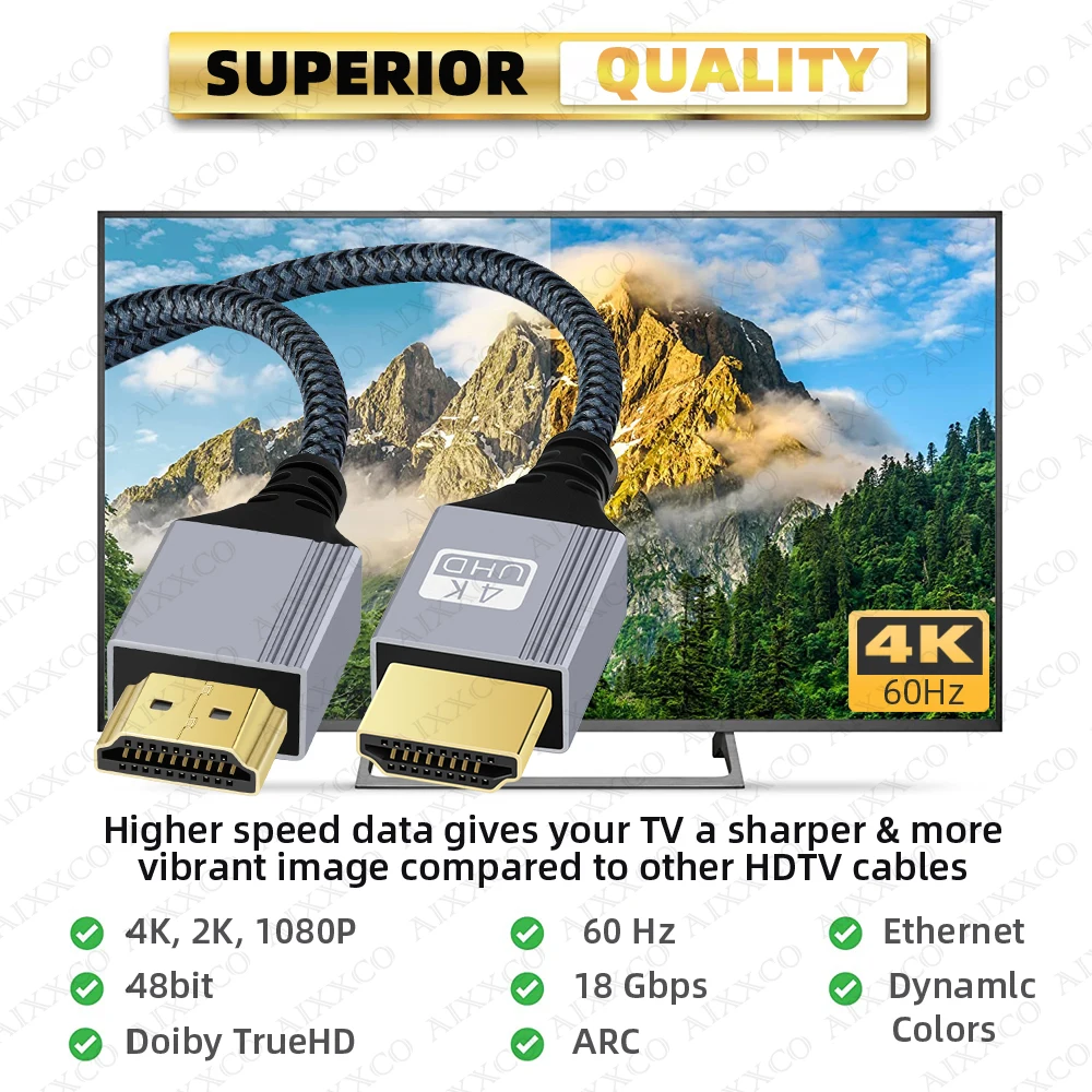 Cable HDMI 2.0 4K 60Hz Compatible Xiaomi Xbox PS5/PS4 2/3/5/10 m - imagen 4
