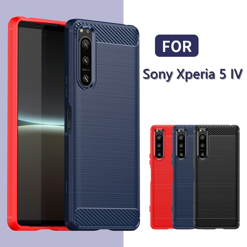 Funda trasera suave de TPU para Sony Xperia 5 IV, carcasa de fibra de carbono para Sony Xperia 5 IV