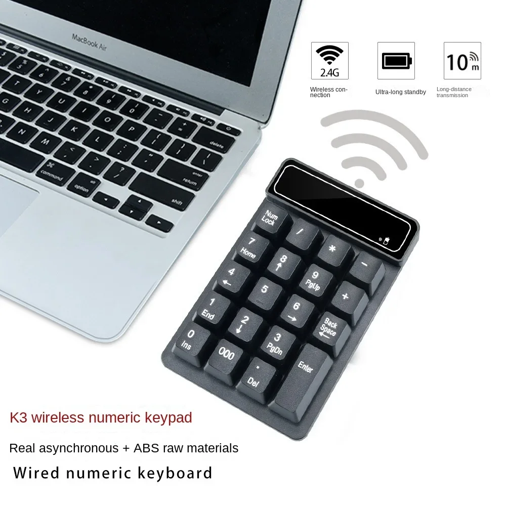 Teclado inalámbrico Bluetooth con número Usb, 2,4G, pantalla Digital, recargable, Mini teclado inteligente numérico de 19 teclas, suministros de oficina