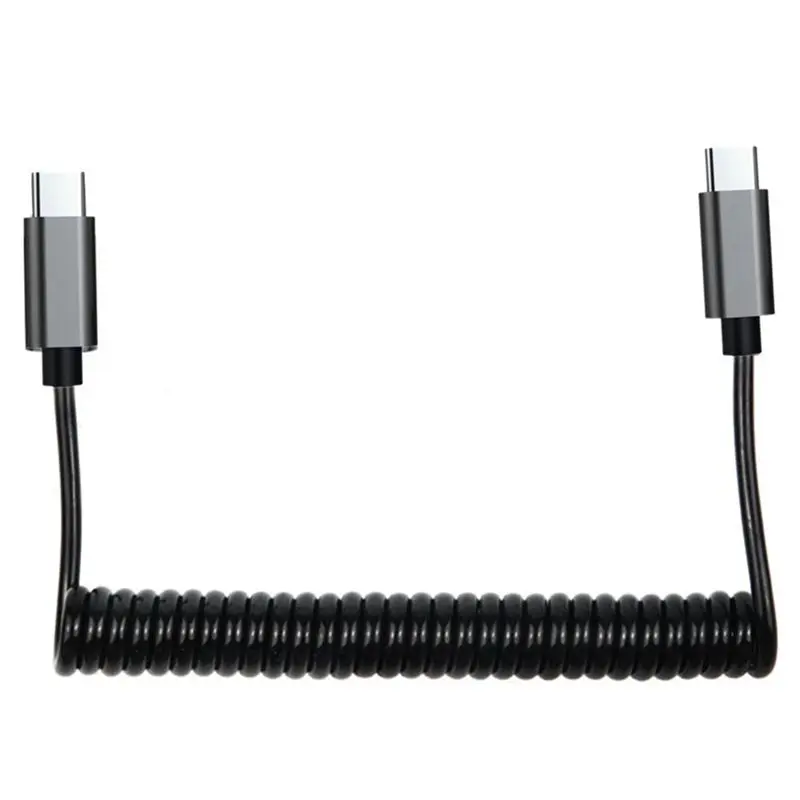 Cable de carga de resorte de carcasa de Metal de 1m y 3m, USB tipo C macho a macho, Compatible con Cable de carga rápida de coche 15 Pro Max/15 Plus - imagen 4