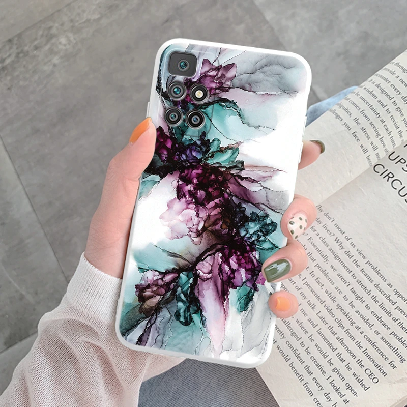 Funda de teléfono con diseño de mármol para Redmi 10, Funda protectora para Redmi 10, Funda de silicona suave de mármol dorado rosa para Xiaomi Redmi 10 - imagen 5