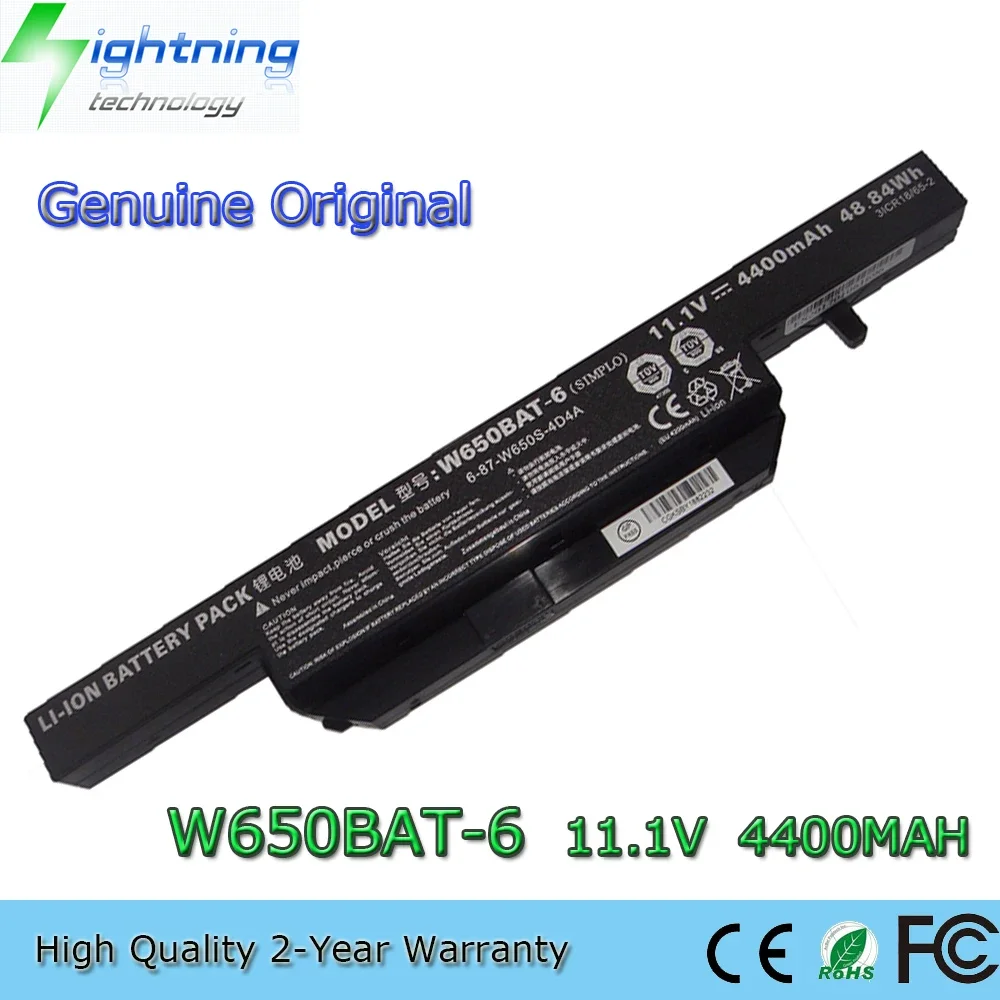 Nueva batería Original y genuino para ordenador portátil W650BAT-6 11,1 V 4400mAh para Clevo W650 W650S W650SC W670SJQ W650SJ, etc.