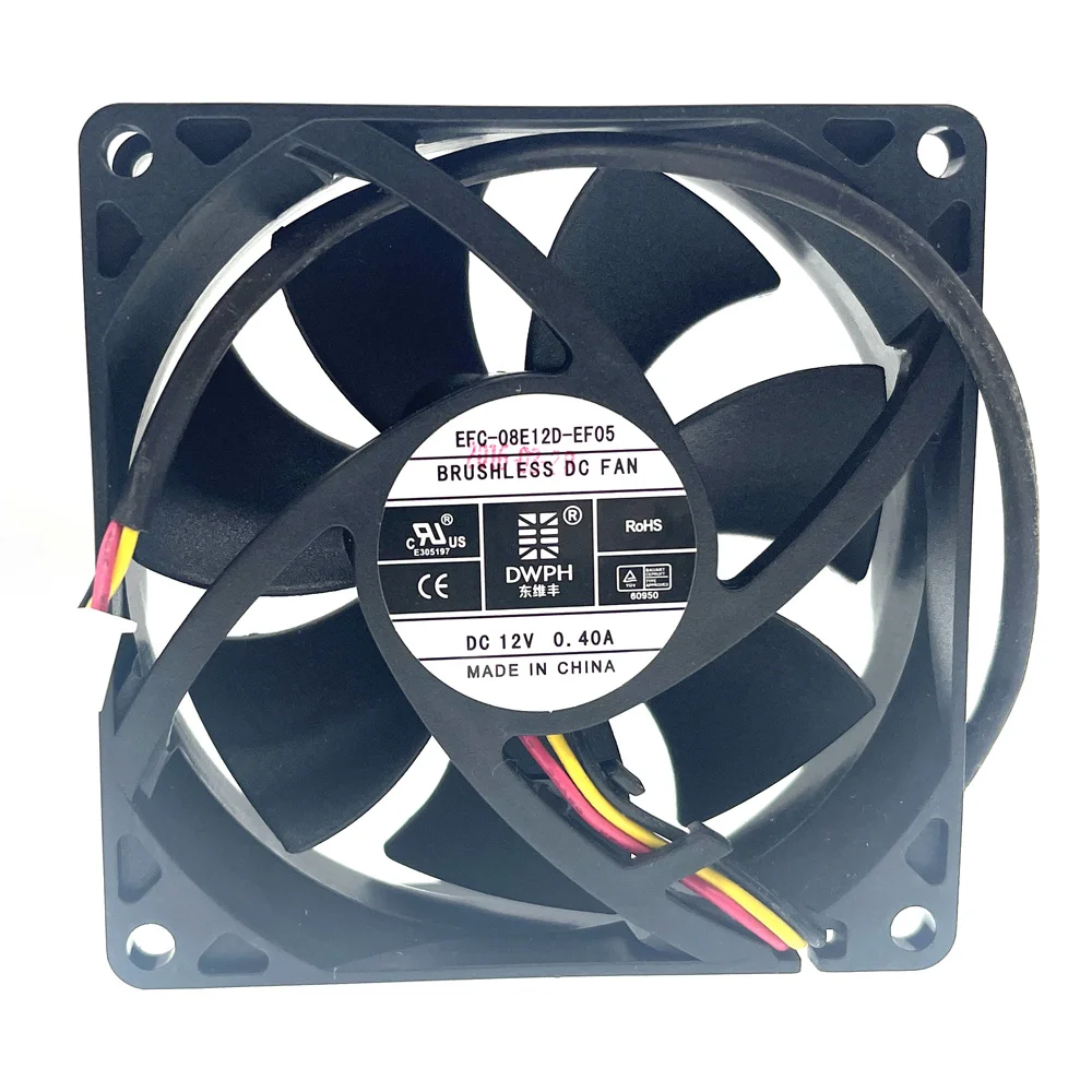 DWPH EFC-08E12D-EF05 Ventilador DC 12V 80x25mm, 3 cables, rodamientos - imagen 3