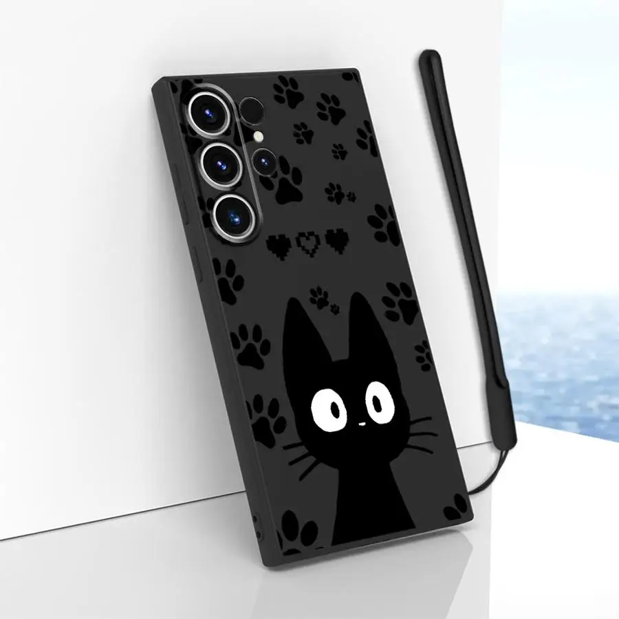 Funda de teléfono para Samsung Galaxy S24 FE S23 S25 Edge S20 S22 Ultra S21 Plus Note 20 10 funda Ultra suave lindo gato - imagen 3