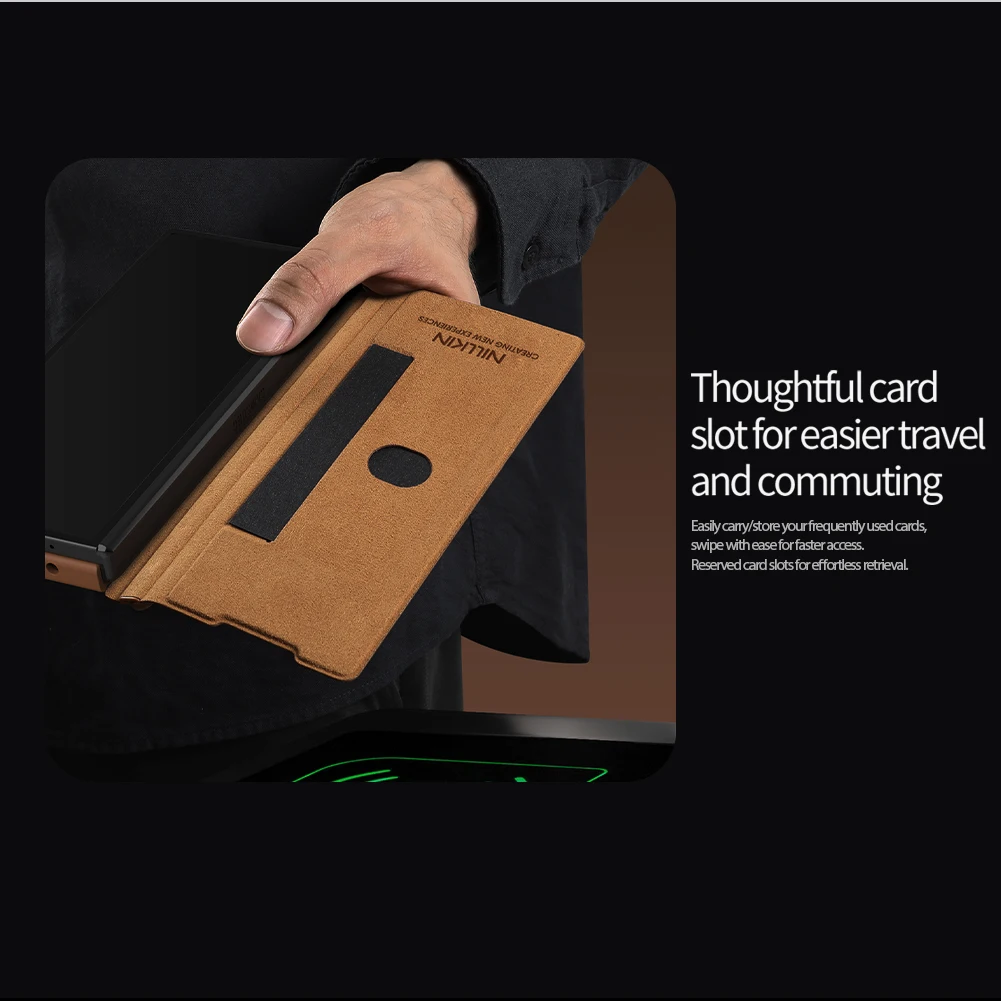 Para Samsung Galaxy Z Fold 7 5G funda NILLKIN Qin Pro funda con tapa de cuero con soporte de bolsillo para tarjetas S Pen para fundas Samsung Z Fold 7 - imagen 4