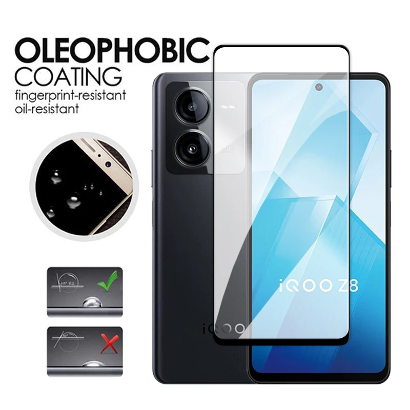 Protector de pantalla para Vivo IQOO Z8, cristal de cubierta completa de 6,64 pulgadas para IQOO Z8x Z8, vidrio templado para Vivo IQOO Z8, película de lente de cámara - imagen 3