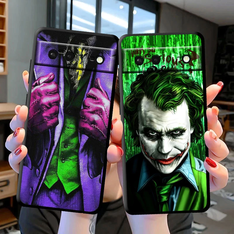 Funda de teléfono gótica City Nightmare Joker para Google Pixel 9 8 7 Pro 6 Pro 6A 5A 5 4 4A XL 5G, Fundas suaves negras - imagen 3