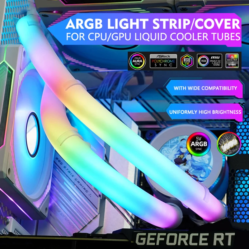JUMPEAK Flexible 5V ARGB LED tubo de neón tira de luz funda para juegos PC AIO 120 240 360 CPU enfriador de agua y líquido Modding - imagen 2