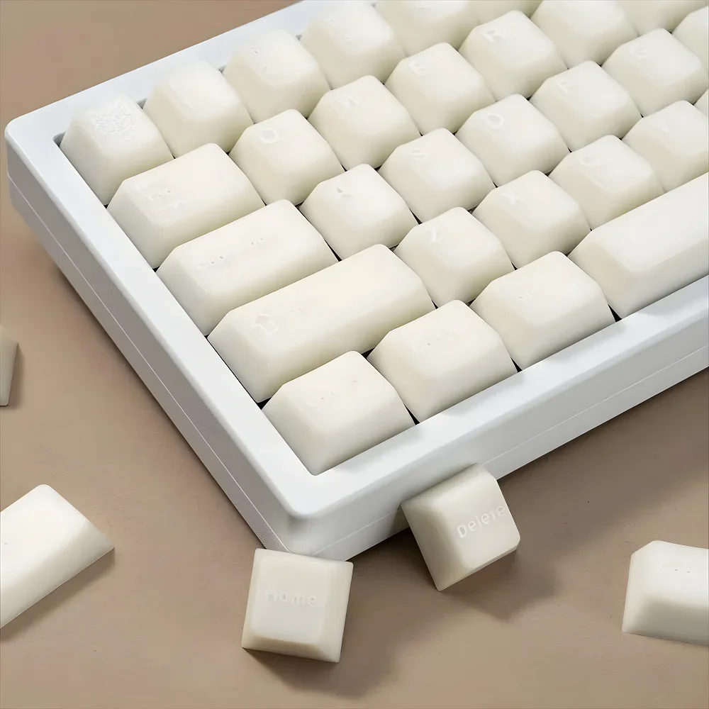 Han-teclas de Jade blanco con perfil de cereza, teclas translúcidas de moldeo por inyección de dos colores para teclado mecánico para jugar MX Switch